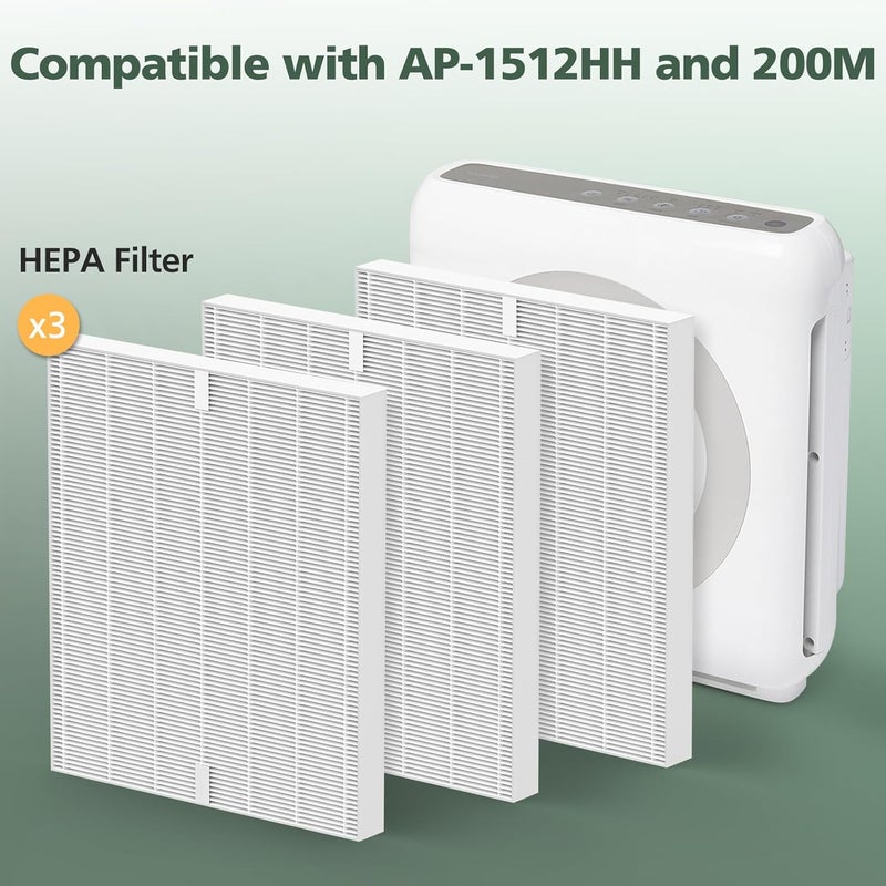 isinlive مجموعة فلاتر استبدال AP-1512HH لجهاز تنقية الهواء Coway Airmega AP-1512HH و 200M، 3 فلاتر فعالة فقط، مقارنة بالجزء # 3304899 - Image 2